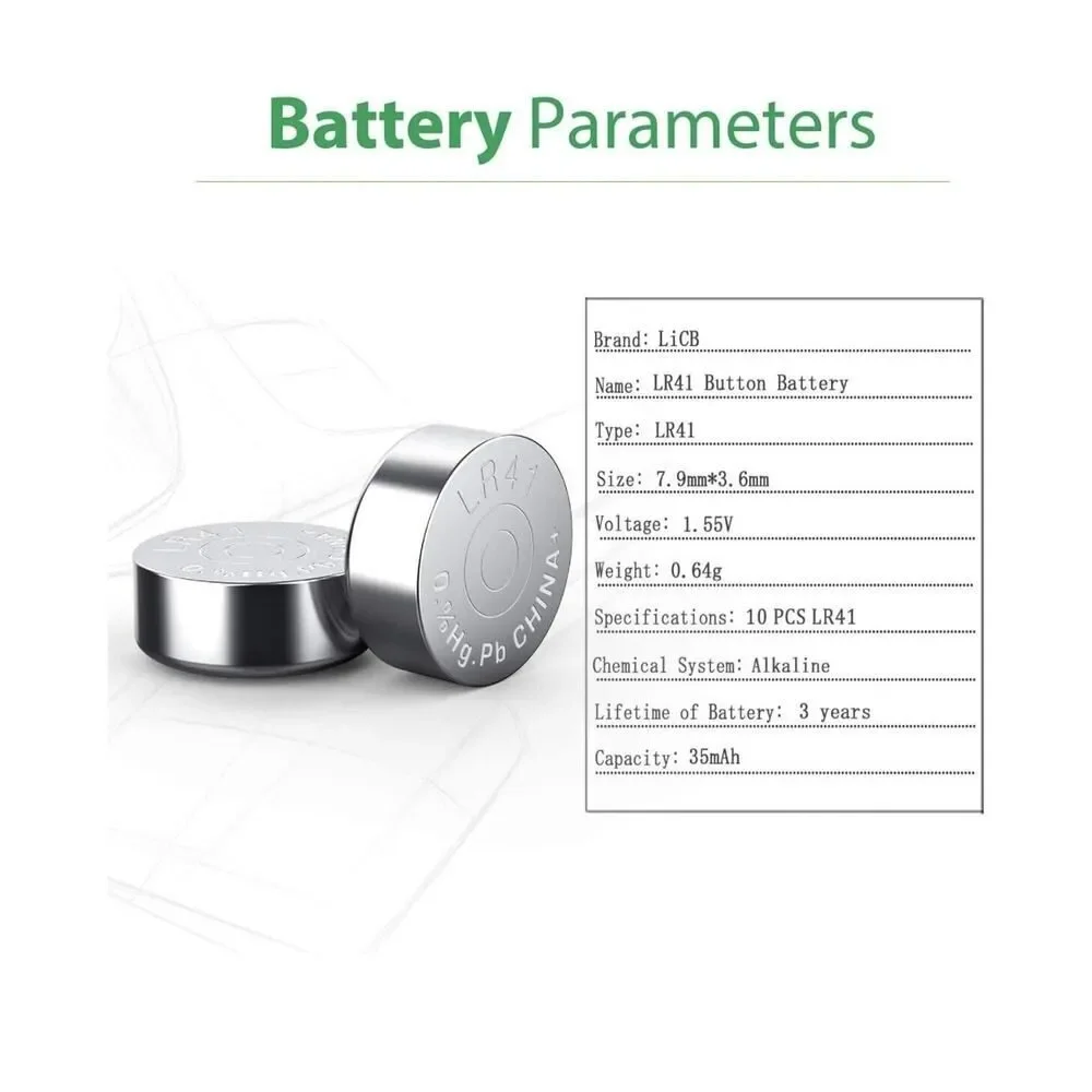 LiCB 10Pack LR41 AG3 392 384 192 Battery 1.5V Button Coin Cell Batteries